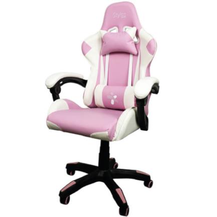 Silla Stylos Gamer Brazo Ajustable Color Blanco-Rosa