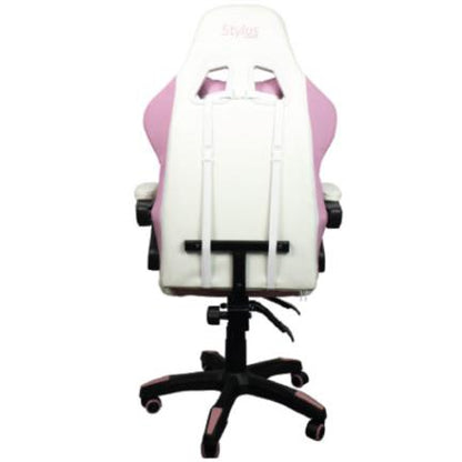 Silla Stylos Gamer Brazo Ajustable Color Blanco-Rosa