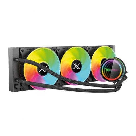 Enfriamiento Liquido Xzeal 360mm Redondo XZ-411 CPU 3Fanx120mm ARGB 3 pines+PWM 4 pines+Seguro INTEL/AMD Negro