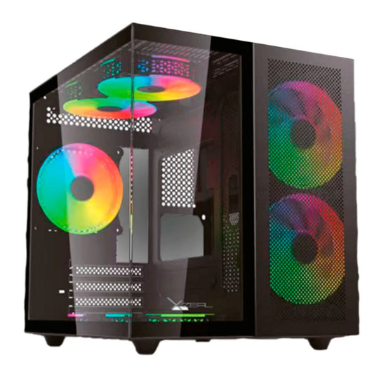 Especificaciones Medios de almacenaje Tamaños de disco duro soportados	2.5" Puertos e Interfaces Cantidad de puertos USB 2.0	2 Salida de audio	Si Entrada de audio	Si Cantidad de puertos tipo A USB 3.0 (3.1 Gen 1)	1 Peso y dimensiones Altura	330 mm Profundidad	339 mm Peso	5.08 kg Ancho	276 mm Diseño Formas de factor de tarjeta madre soportadas	Micro ATX, Mini-ITX Tempered glass panel(s)	Si Número de bahías 2.5''	2 Tipo	PC Color del producto	Negro Factor de forma	Cubo Ventana lateral	Si Número de puertos 3.5"