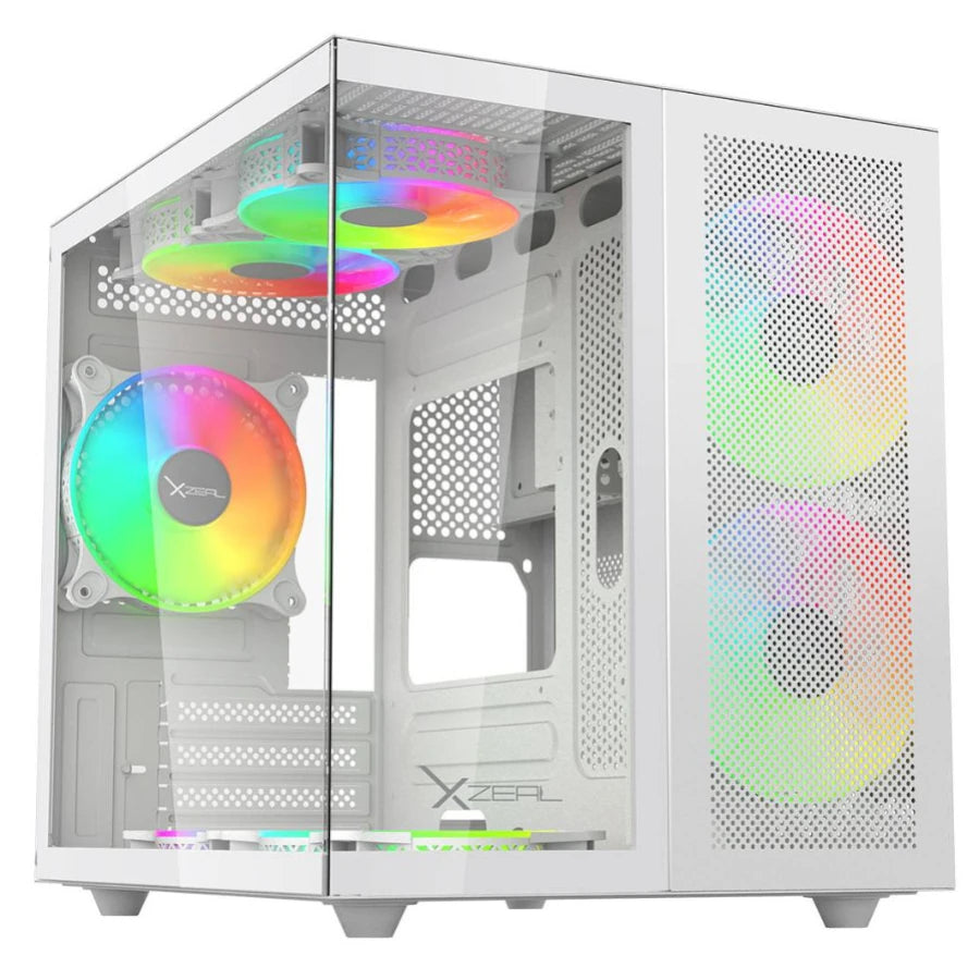 Gabinete Xzeal Cubo M-ATX/ITX Blanco 3 Ventiladores ARGB