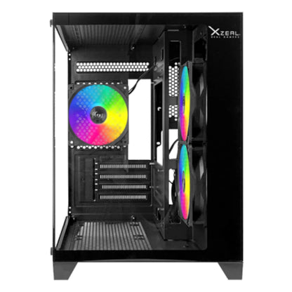 Gabinete Xzeal Panzer II Cubo M-ATX/ITX 2xUSB1.0 + 1x USB3.0 + 3.5 mm + 3 Fans ARGB Negro