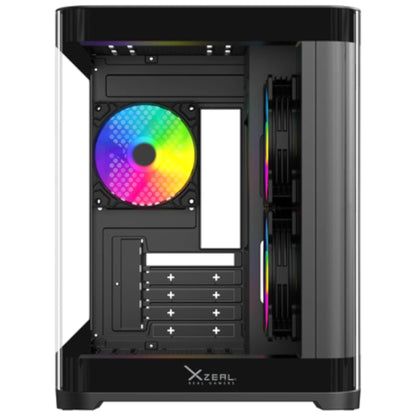 Gabinete Curvo Xzeal M-ATX/ITX 2x USB 2.0 + 1x USB 3.0 + 3.5 mm + 3 Ventiladores RGB Negro
