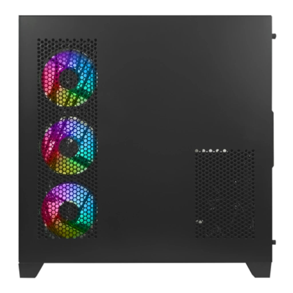 Gabinete Gamer Xzeal Mid Tower XZ150 ATX Panel Vidrio + Metal 2xUSB1.0 + 1xUSD3.0 + 1x3.5mm + 4 ARGB Ventiladores Negro