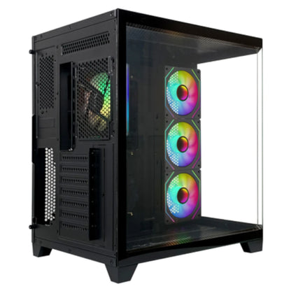 Gabinete Gamer Xzeal Mid Tower XZ150 ATX Panel Vidrio + Metal 2xUSB1.0 + 1xUSD3.0 + 1x3.5mm + 4 ARGB Ventiladores Negro