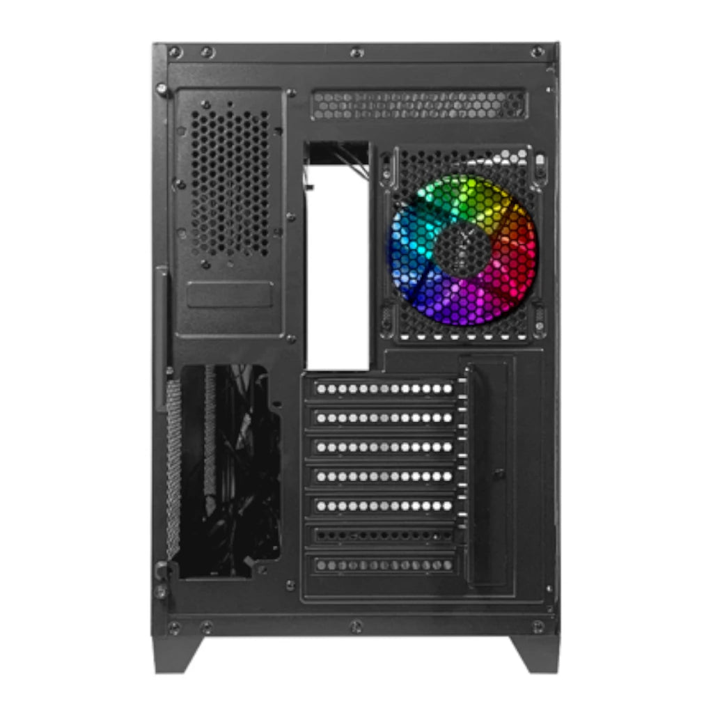 Gabinete Gamer Xzeal Mid Tower XZ150 ATX Panel Vidrio + Metal 2xUSB1.0 + 1xUSD3.0 + 1x3.5mm + 4 ARGB Ventiladores Negro