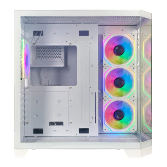 Gabinete Gamer Xzeal Mid Tower XZ150 ATX Panel Vidrio + Metal 2xUSB1.0 + 1xUSD3.0 + 1x3.5mm + 4 ARGB Ventiladores Blanco