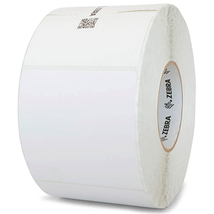 Etiqueta Papel Zebra 4"x4" TT Recubierto Adhesivo Permanente Núcleo de 3" 1500/Rollo 4/Caja