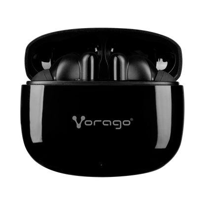 Audífono Vorago ESB-202 Bluetooth 5.3 Manos Libres 4.5 Horas Control Táctil Negro