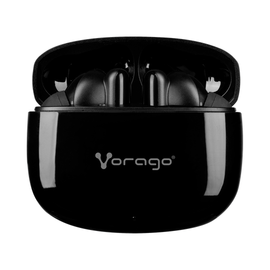 Audífono Vorago ESB-202 Bluetooth 5.3 Manos Libres 4.5 Horas Control Táctil Negro