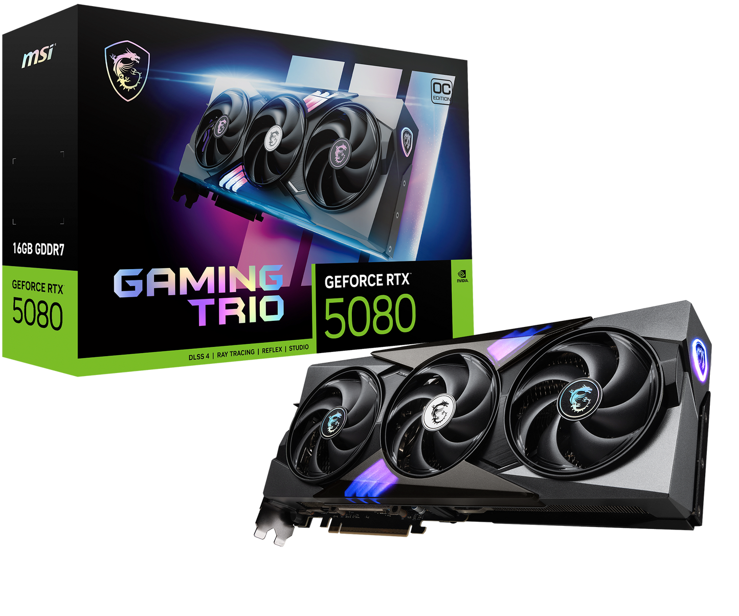 Tarjeta de Video MSI RTX 5080 NVIDIA GeForce GAMING TRIO OC 16GB 256-bit GDDR7 PCI Express x16 5.0