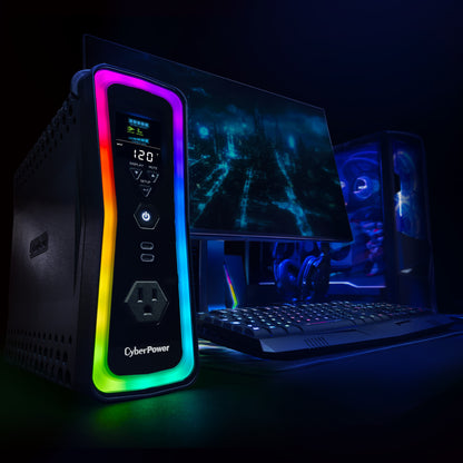 UPS CyberPower GX150C2 1500VA 1000W 120V PFC Activo RGB Panel LCD USB-Cx2
