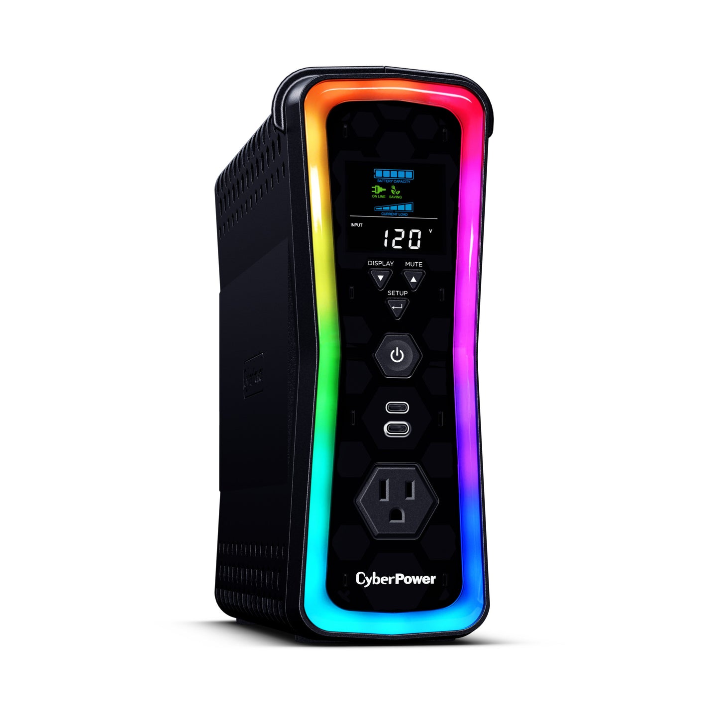 UPS CyberPower GX150C2 1500VA 1000W 120V PFC Activo RGB Panel LCD USB-Cx2