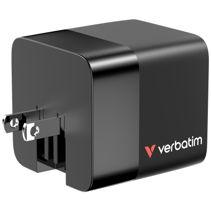 Cargador Verbatim GaN 65W de Cable retráctil