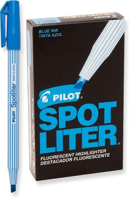 Resaltador Pilot tipo pluma SPOTLITER color Azul C/12 Pzas
