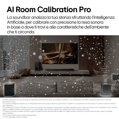 Barra de cine en casa LG de 9.1.5canales con sonido envolvente y altavoces traseros S95TR