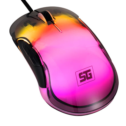 MOUSE VORAGO START THE GAME MO-505 ALAMBRICO RGB NEON HASTA 7.200 DPIS USB TRASPARENTE