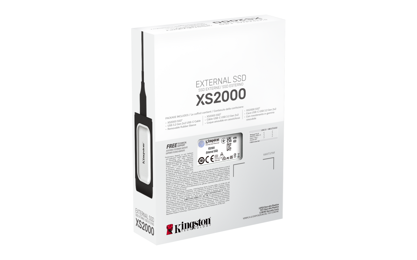 Unidad de Estado Sólido SSD Kingston XS2000 Externo 4000GB USB-C