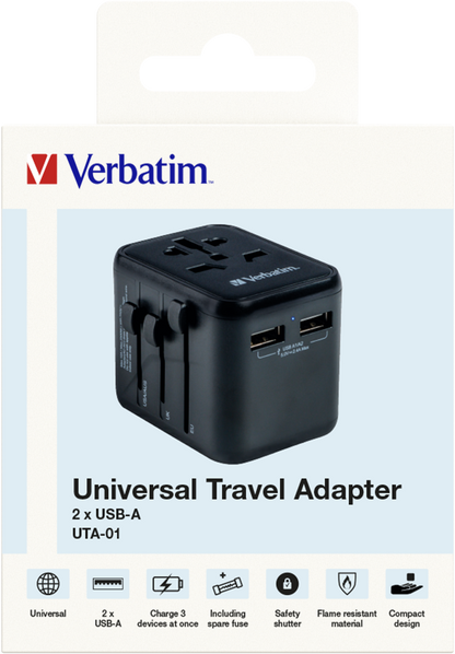 Adaptador Verbatim Universal de viaje 12W UTA-01 - USB-A (49543)