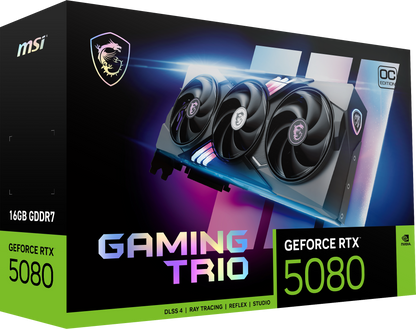 Tarjeta de Video MSI RTX 5080 NVIDIA GeForce GAMING TRIO OC 16GB 256-bit GDDR7 PCI Express x16 5.0