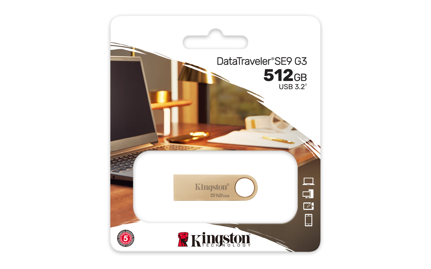 Memoria USB Kingston DataTraveler SE9 G3 512GB USB 3 2 Lectura 220MB/s Dorado