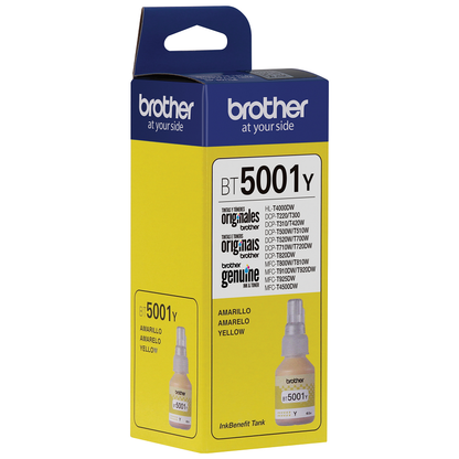 Botella de Tinta Original Brother BT-5001 Amarilla | Ultra Rendimiento 5000 Páginas | Para Impresoras DCP-T300 / MFC-T800W