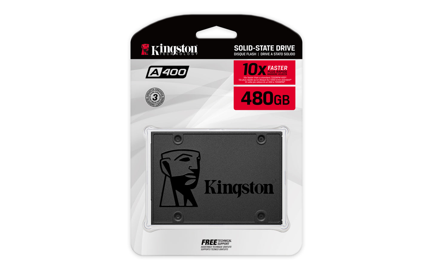 Unidad de Estado Sólido SSD Kingston A400 480GB 2.5" Sata3 7mm Lect.500/Escr.450mbs