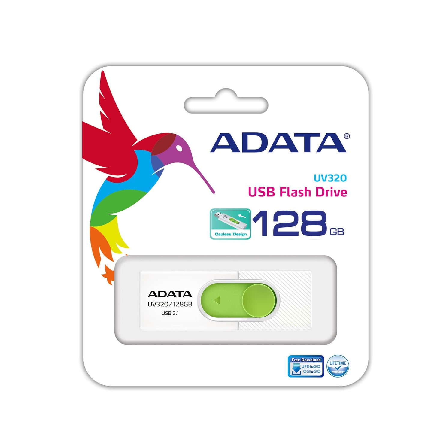 Memoria Usb Adata UV320 128Gb Blanco/Verde 3.1