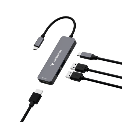 Hub Verbatim Multipuertos USB-C - 4 puertos 100W