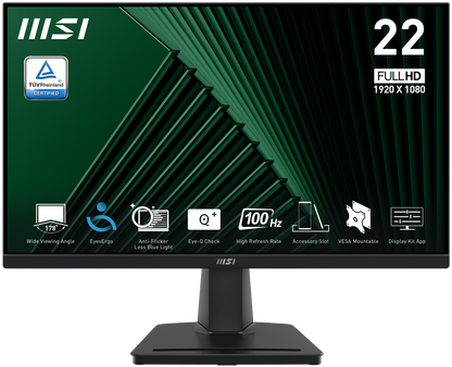Monitor MSI PRO MP225V 21.4 " LED 1920x1080 Full HD 100Hz HDMI Negro