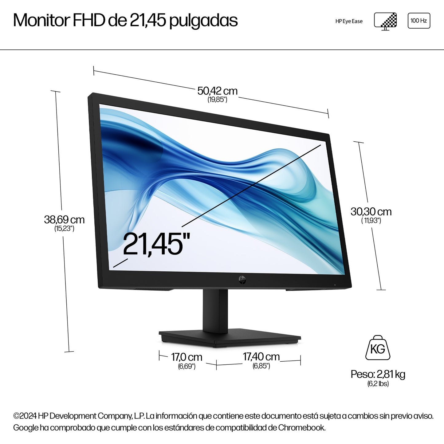Monitor HP 322pv Serie 3 Pro FHD Tamaño 21.45 resolucion (1920x1080)