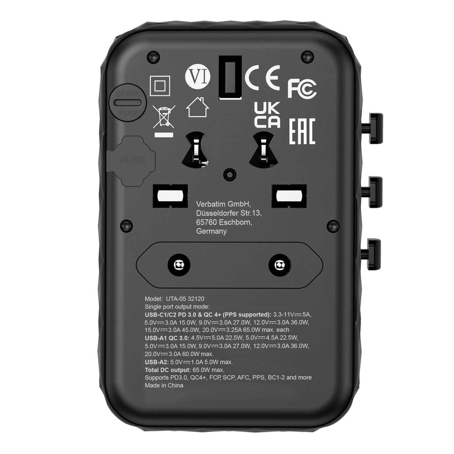 Adaptador Verbatim Universal de viaje UTA-05 GaN III 65 W