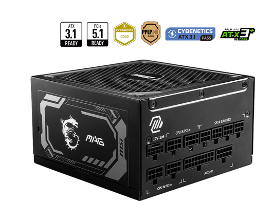 Fuente de Poder 1250W MSI MAG A1250GL PCIE5 80 PLUS Gold ATX Modular 24-pin ATX 135mm
