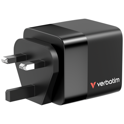 Cargador Verbatim GaN 65W de Cable retráctil