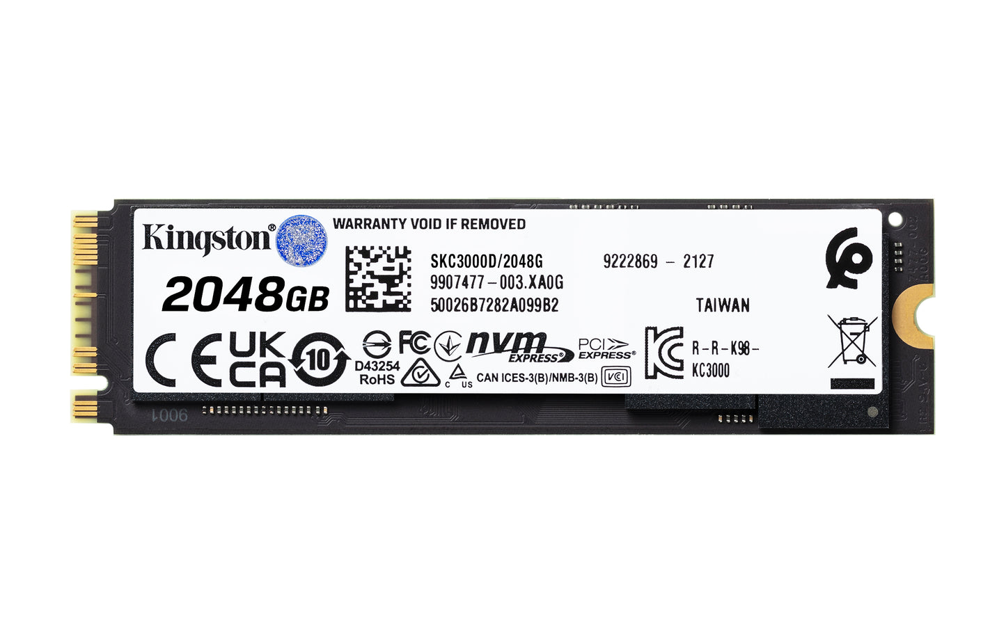Unidad de Estado Sólido SSD Kingston KC3000 PCIe 4.0 NVMe M.2 SSD 2048GB Color Negro