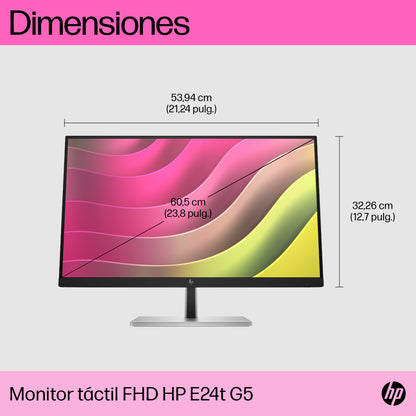 Monitor HP 23.8" E24t G5 Touch FHD Resolución 1920x1080