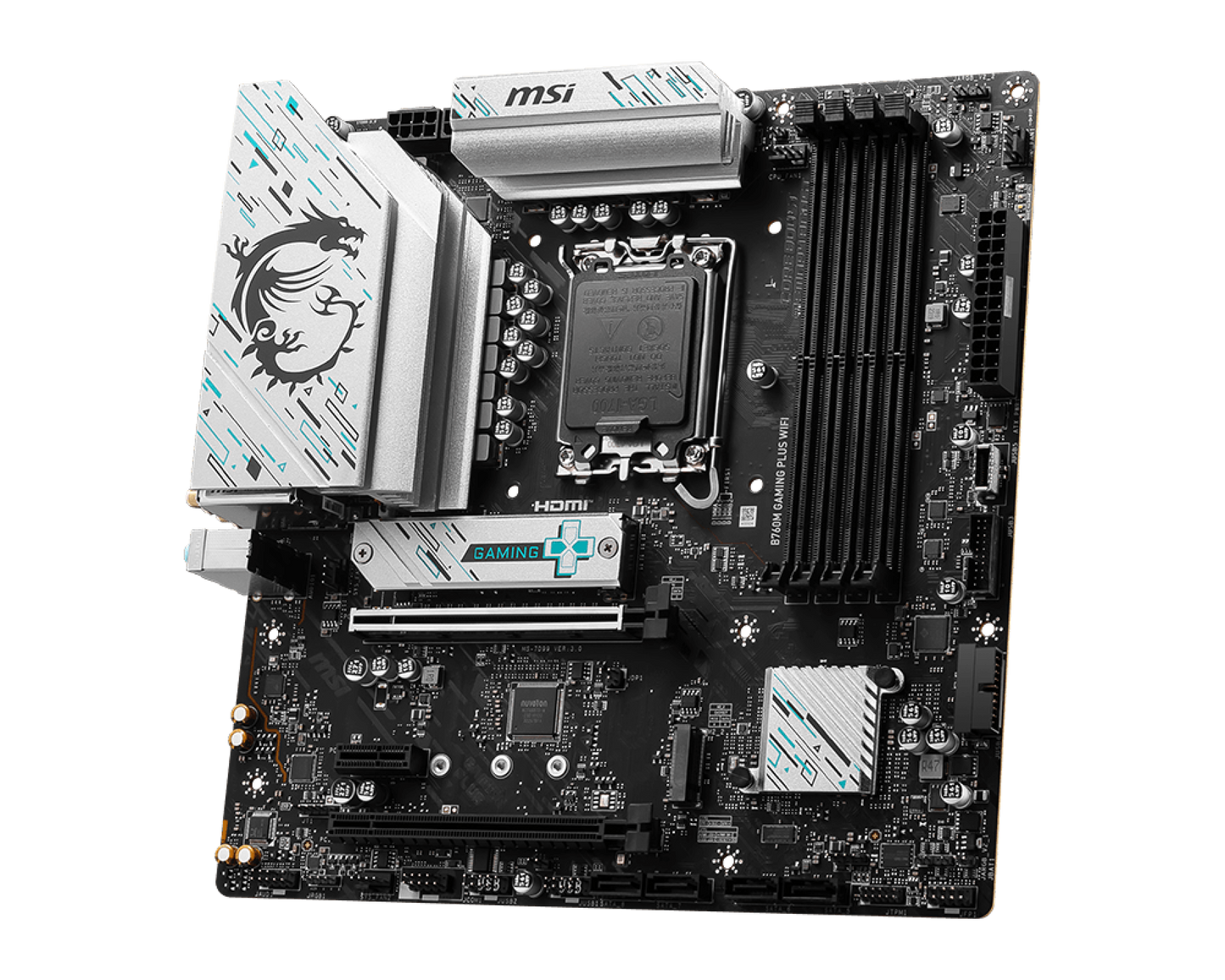 TARJETA MADRE MSI B760M GAMING PLUS WIFI SOCKET 1700 4 DDR5 6800  2HDMI 2 DP 2 M.2 MICRO ATX