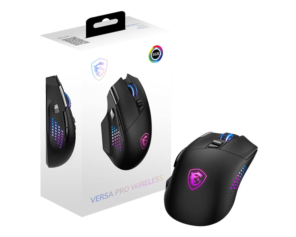 Mouse Inalámbrico Gamer MSI Versa Pro Wireless 26000 dpi RF Wireless/Bluetooth/USB-C Negro