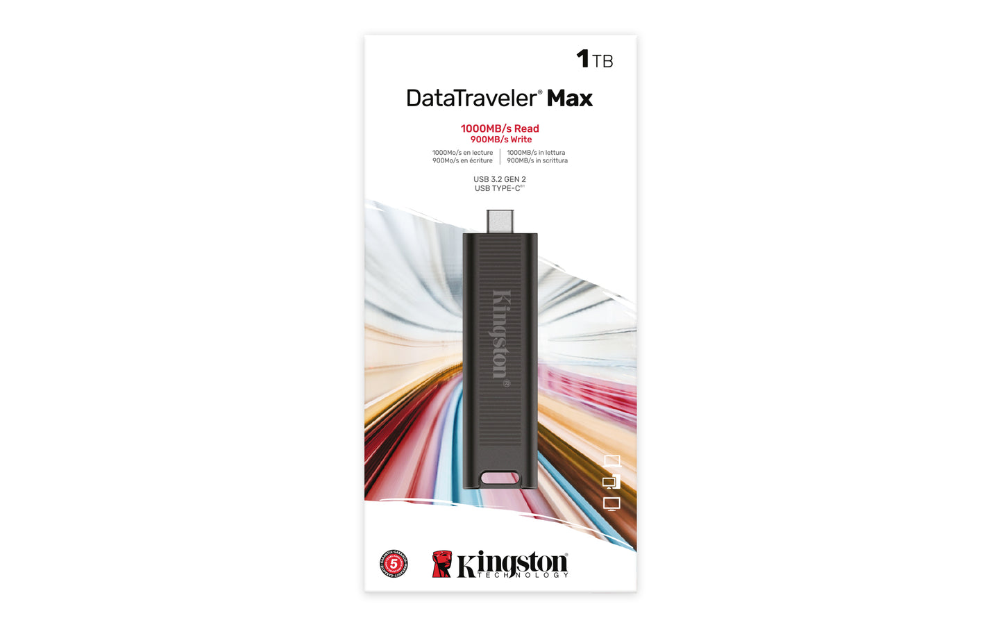 Memoria USB Kingston Tipo C DataTraveler Max 1TB USB-C 3.2 (Negro) Lectura 1000MB/s Escritura 900MB/s