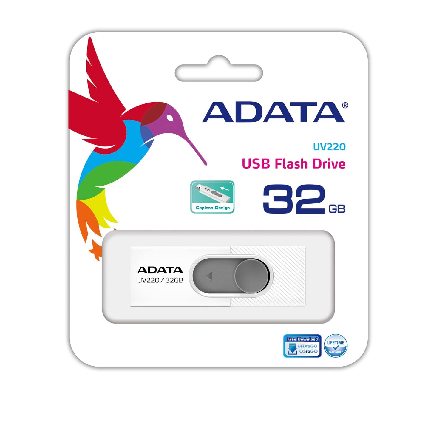 Memoria USB Adata UV220 32 GB 2.0 Color Blanco-Gris