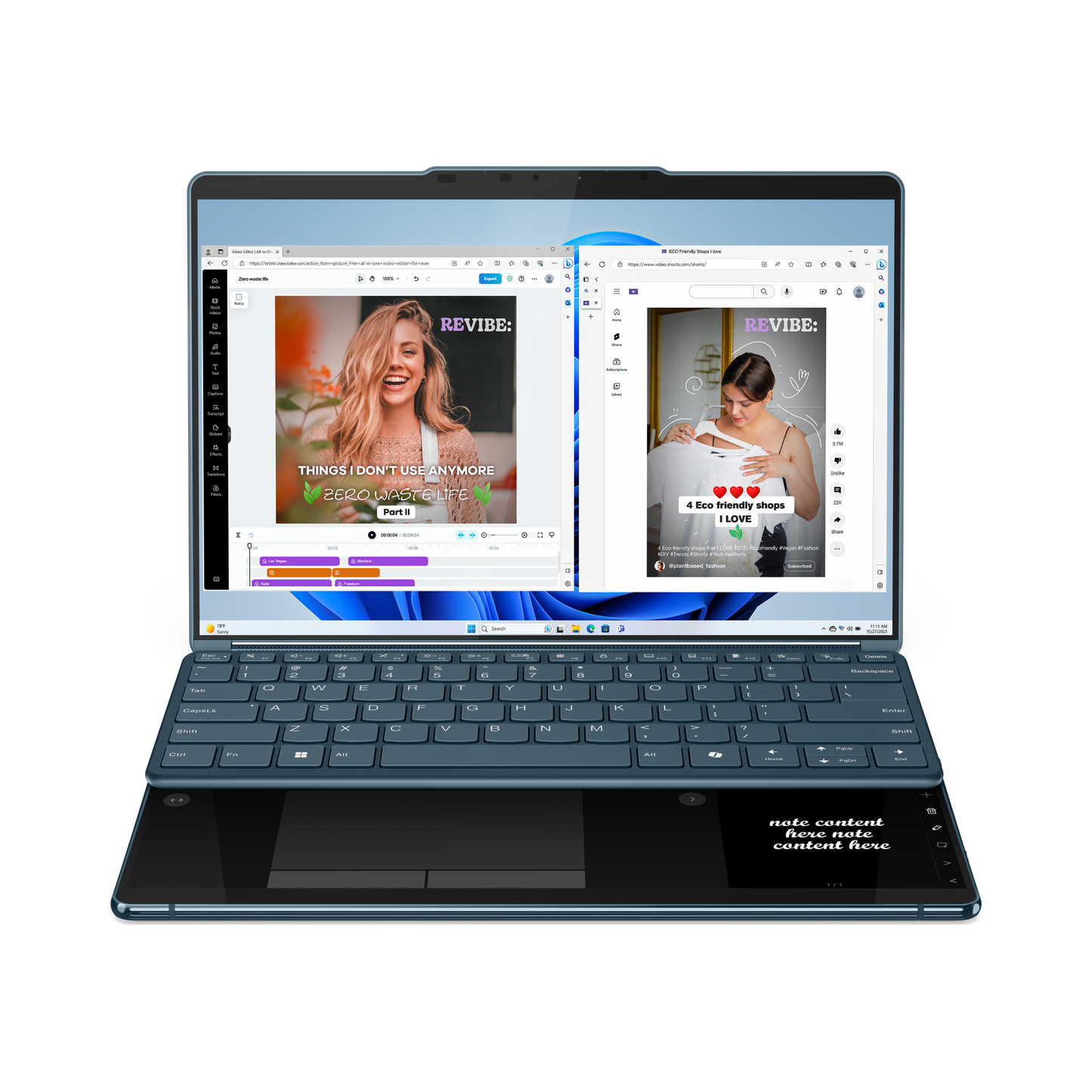 Laptop Lenovo Yoga Book 9 13.3 2880x1800 Táctil Intel Core Ultra 7 155U 16GB 1TB SSD Windows 11 Home Español