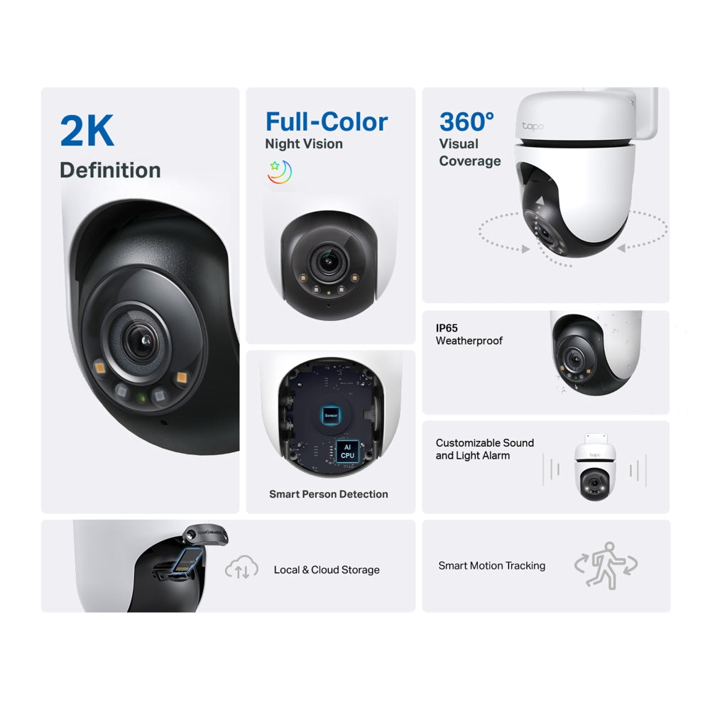 Security Camera Tapo by TP-Link Outdoor Pan/Tilt Security Wi-Fi Camera 2K (2304x1296)2 4 GHz Horizontal 360degrees