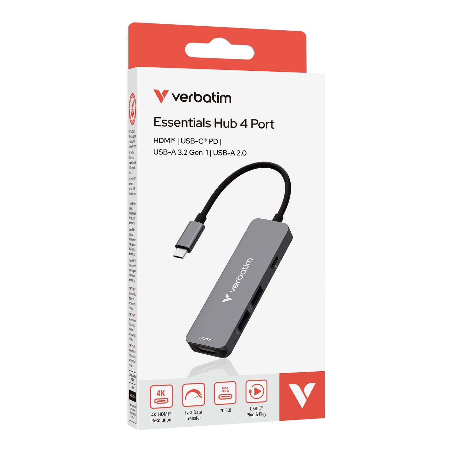 Hub Verbatim Multipuertos USB-C - 4 puertos 100W