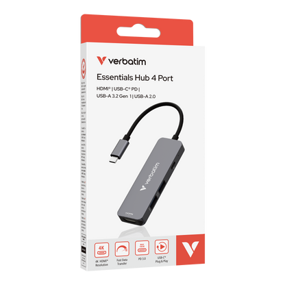 Hub Verbatim Multipuertos USB-C - 4 puertos 100W