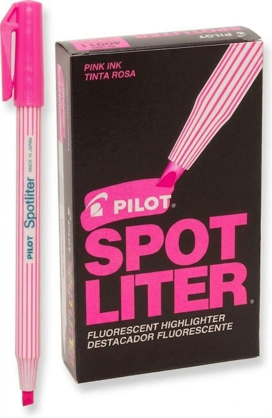 Resaltador Pilot tipo pluma SPOTLITER color Rosa C/12 Pzas
