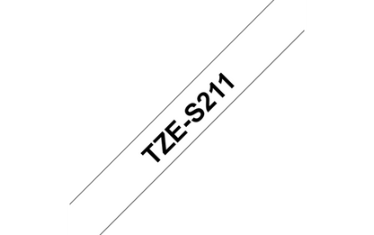 Cinta Laminada Brother TZeS211 | Texto negro sobre fondo blanco. Ancho: 6 mm. Longitud: 8 m