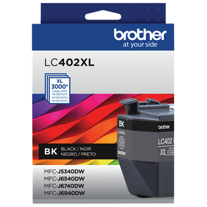 Tinta Brother LC402XL Súper Alto Rendimiento Hasta 3000 Páginas Color Negro