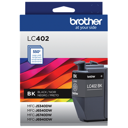 Tinta Brother LC402BK Alto Rendimiento Hasta 550 Páginas Color Negro