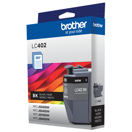 Tinta Brother LC402BK Alto Rendimiento Hasta 550 Páginas Color Negro