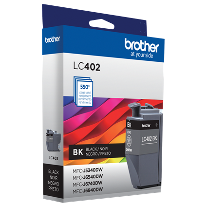 Tinta Brother LC402BK Alto Rendimiento Hasta 550 Páginas Color Negro